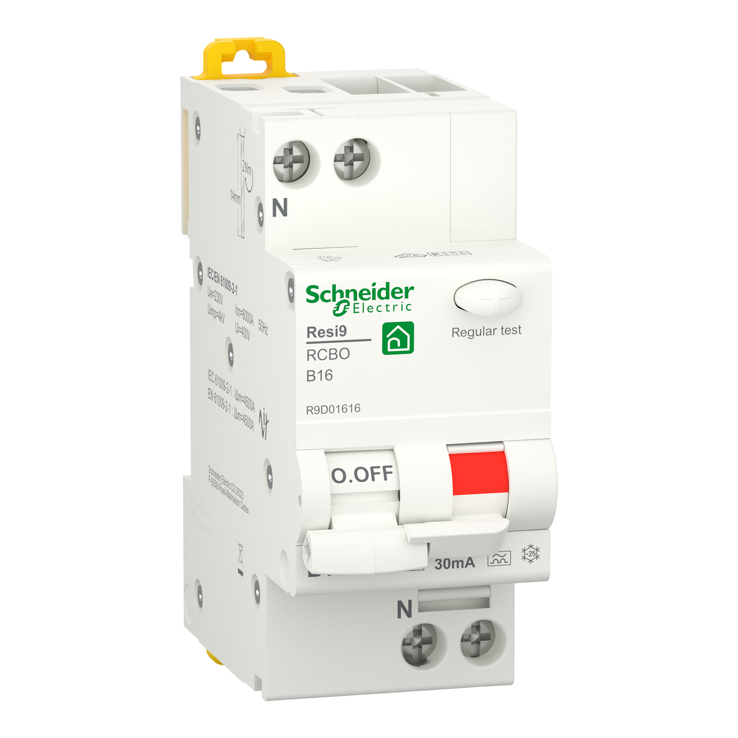 Schneider Electric Aardlekautomaat B16A 1P+N 6Ka 30Ma - Resi9 - Afbeelding 3