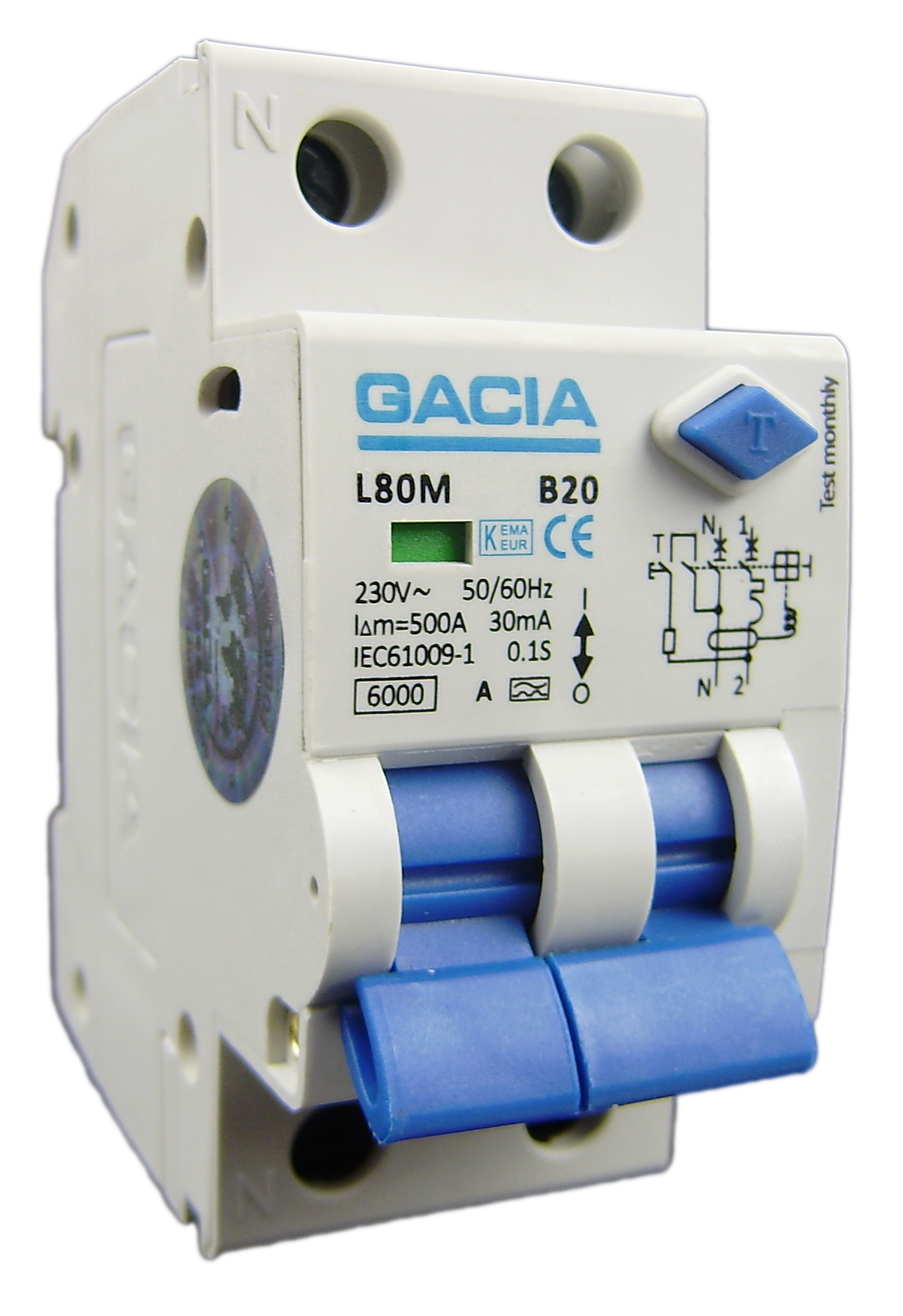 Gacia Europe Aardlekautomaat B6A 1P+N 6Ka 30Ma
